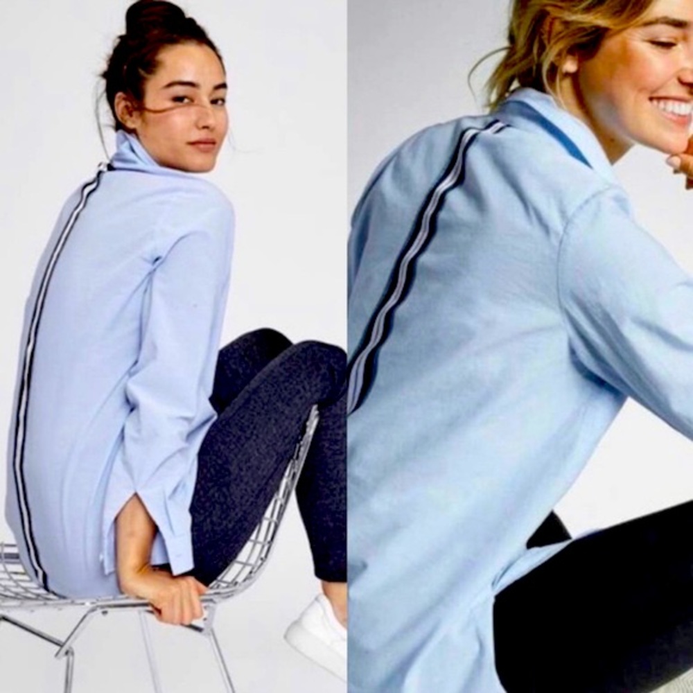 Athleta Marinwood Stripe Poplin Button Down Shirt